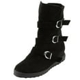 thumbnail image 1 of Puntoco Winter Warm Snow Boots Clearanc Women Suede Round Toe Zipper Flat Pure Color Buckle Strap Keep Warm Snow Black 10.5(43), 1 of 8
