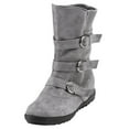 thumbnail image 1 of Puntoco Winter Warm Snow Boots Clearanc Women Suede Round Toe Zipper Flat Pure Color Buckle Strap Keep Warm Snow Gray 7(39), 1 of 6