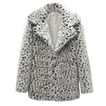 thumbnail image 1 of Puntoco Women Coat Clearance,Women Winter Warm Coats Coat Leopard Warm Furry Jacket Long Sleeve Outerwear White 4(S), 1 of 6