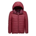 thumbnail image 1 of Puntoco Women Coats Clearance,Men Solid Thicken Hooded Zipper Youthful Vitality Cotton-Padded Jacket Coats Wine 6(L), 1 of 8