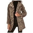 thumbnail image 1 of Puntoco Women Coats Plus Size Clearance Women's Leopard Faux-Fur Imitation Lapel Long Sleeve Coat Outwear Coat Jacket, 1 of 9