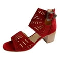 thumbnail image 1 of Puntoco Women High heel sandals clearance, Ladies Peep Toe High Heel Solid Buckle Shoes Sandals, 1 of 6