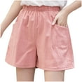 thumbnail image 1 of Puntoco Women Plus Size Clearance High Waist Linen Loose Casual Thin Wide Leg Linen Shorts, 1 of 7