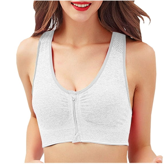 Puntoco Women'S Bra Clearance,Women'S Zipper Shockproof Gathers No Steel Ring Vest Running Fitness Women'S Underwear Sports Bra White