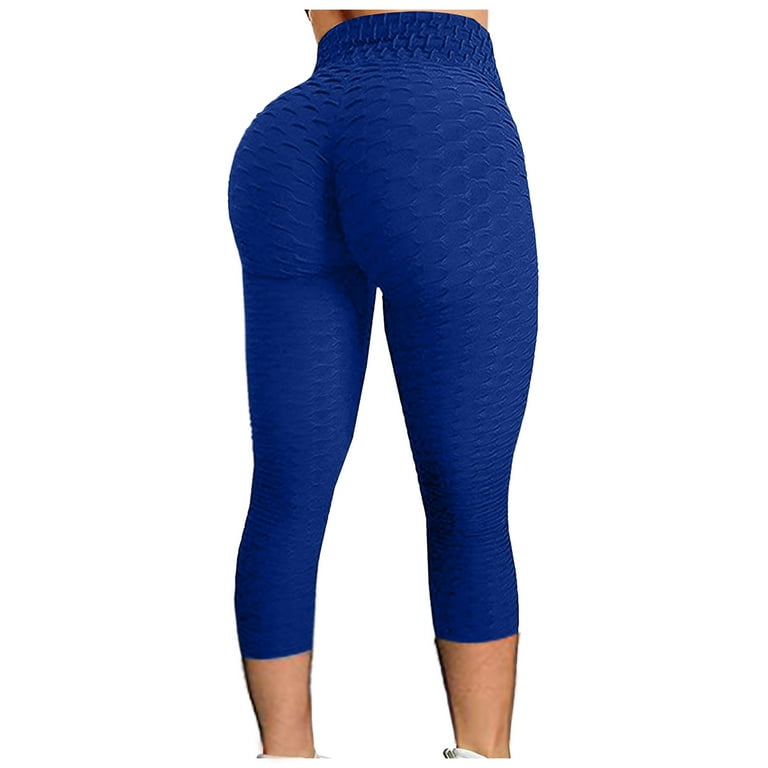 Puntoco Women'S Clearance Yoga Pants Bubble Hip Lifting Exercise Fitness  Running High Waist Yoga Pants Blue 