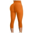 thumbnail image 1 of Puntoco Women'S Clearance Yoga Pants Bubble Hip Lifting Exercise Fitness Running High Waist Yoga Pants Orange, 1 of 4