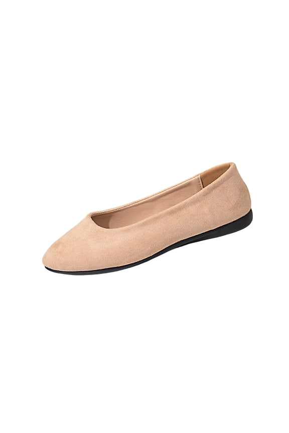 Women’S Flats Shoes Comfortable Suede Pointed Toe Slip On Casual Ballet Flats Dress Shoes Nude Flats Khaki 9(42)