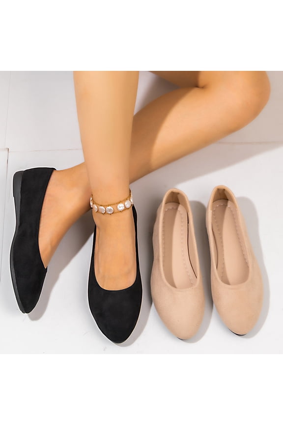 Women’S Flats Shoes Comfortable Suede Pointed Toe Slip On Casual Ballet Flats Dress Shoes Nude Flats Khaki 9.5(43)