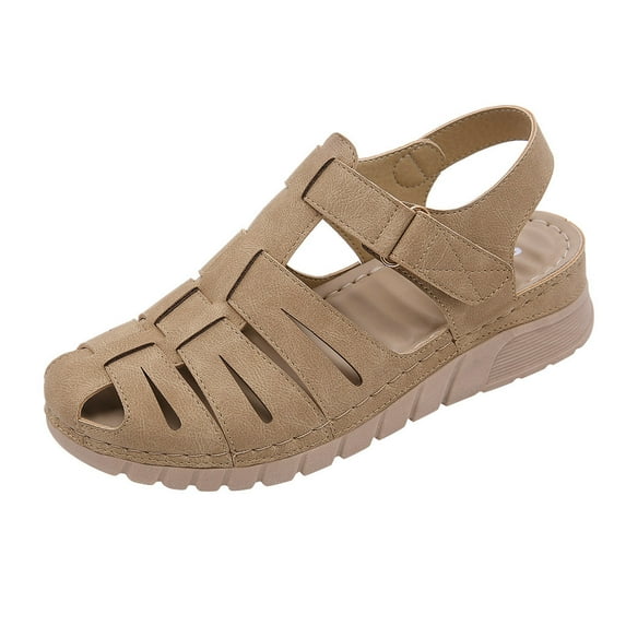Puntoco Women'S Sandals Clearance,Women'S Ladies Casual Hollow Out Platforms Shoes Wedges Sandals Beige