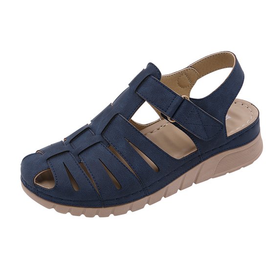 Puntoco Women'S Sandals Clearance,Women'S Ladies Casual Hollow Out Platforms Shoes Wedges Sandals Blue