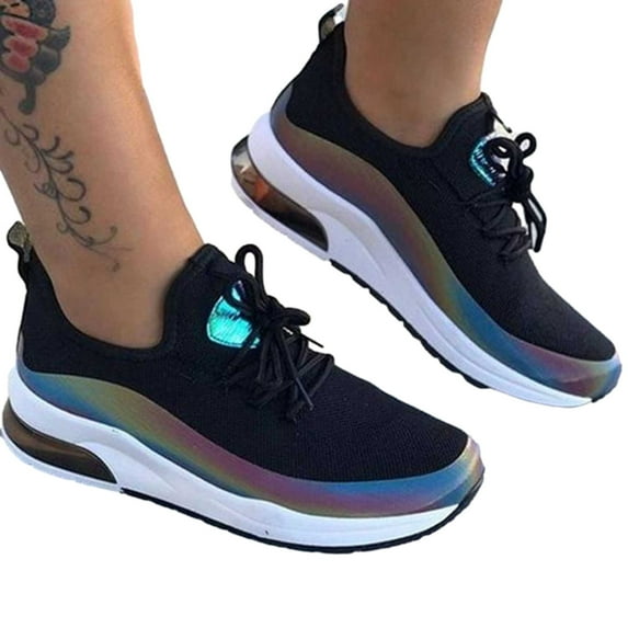 Puntoco Women'S Shoes Clearance,Summer Plus Size Mesh Breathable Women'S Sports Shoes Black