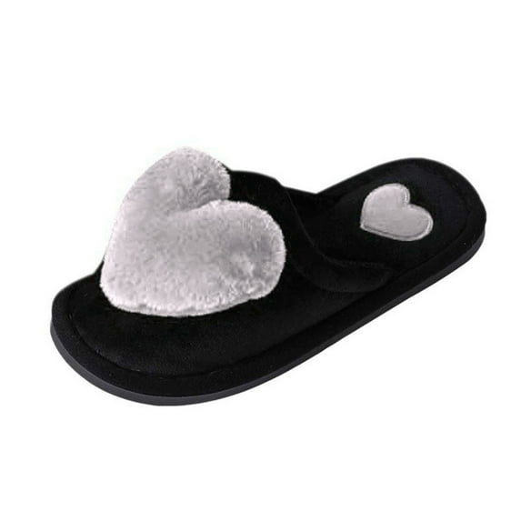 Puntoco Women'S Shoes Clearance,Women'S Flat Shoes Fuzzy Slippers Love Plush Cozy Furry Slides Soft Warm House Shoes Gray