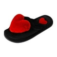 thumbnail image 1 of Puntoco Women'S Shoes Clearance,Women'S Flat Shoes Fuzzy Slippers Love Plush Cozy Furry Slides Soft Warm House Shoes Red, 1 of 4