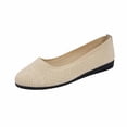 thumbnail image 1 of Puntoco Women'S Wide Width Flats Ballet Flats Round Toe Knit Flat Shoes with Arch Support Wide Toe Box Loafers Shoes for Women Beige 7.5(40), 1 of 9