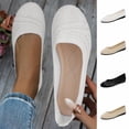 thumbnail image 1 of Puntoco Women'S Wide Width Flats Ballet Flats Round Toe Knit Flat Shoes with Arch Support Wide Toe Box Loafers Shoes for Women White 9.5(43), 1 of 8