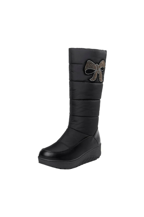 Women'S Winter Boots Clearance,Warm Thick Down Boots Women'S Boots High Boots Snow Boots Black