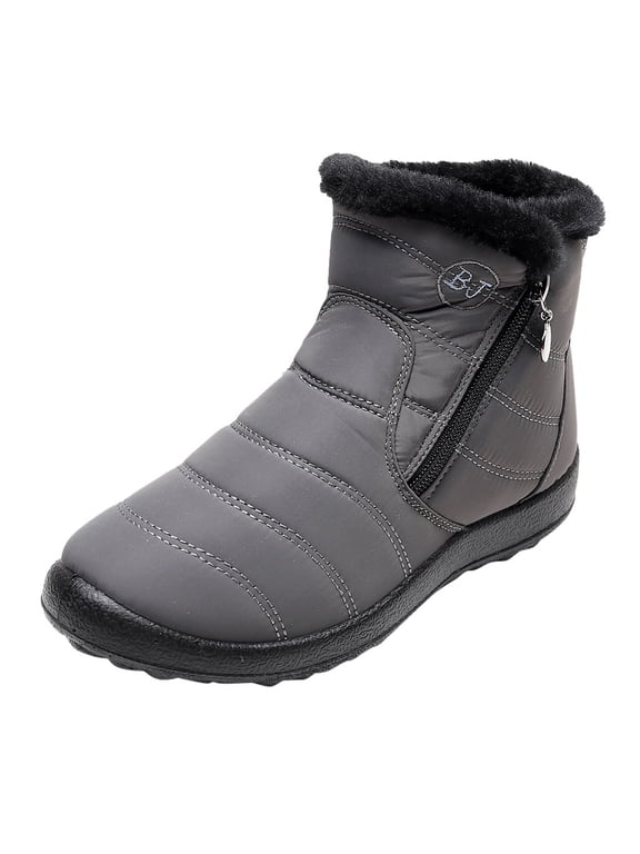 Women'S Winter Boots Clearance,Women'S Winter Warm Waterproof Cotton Shoes Nylon Snow Ankle Short Boots Botas Gray
