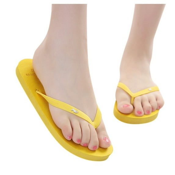 Puntoco Women Sandals Clearance,Women Summer Animal Solid Beach Flip Flops Anti-Slip Slipper Casual Shoes Yellow