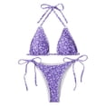 thumbnail image 1 of Puntoco Women Swimwear clearance Women Small Fresh Floral Fluorescent Color Printing Split Bikini Set Swimwear Purple 4(S), 1 of 9