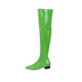 thumbnail image 1 of Puntoco Women Winter Boots Clearanc Fall/Winter Candy Low Heel Patent Leather Side Zip Tall Over-the-Knee Boots Green 8.5(41), 1 of 9