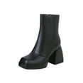 thumbnail image 1 of Puntoco Women Winter Boots Clearanc Solid Color Thick High-Heeled Women'S Boots Black 6.5(38), 1 of 5