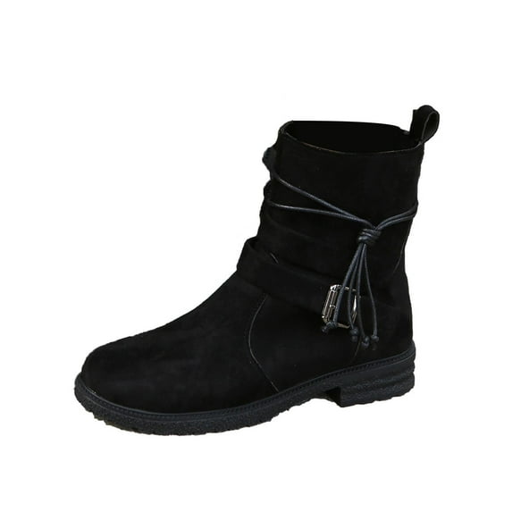 Puntoco Women Winter Boots Clearanc Winter Boots for Women Shoes Low-Heel Comfortable Outdoor Non-Slip Outdoor Boots Black 8.5(41)