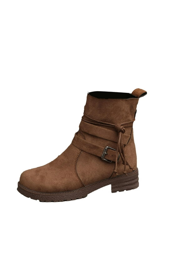 Women Winter Boots Clearanc Winter Boots for Women Shoes Low-Heel Comfortable Outdoor Non-Slip Outdoor Boots Brown 6.5(38)
