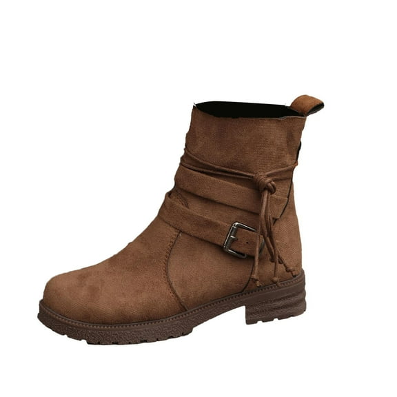 Puntoco Women Winter Boots Clearanc Winter Boots for Women Shoes Low-Heel Comfortable Outdoor Non-Slip Outdoor Boots Brown 6.5(38)