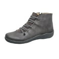 thumbnail image 1 of Puntoco Women Winter Boots Clearanc Women'S Casual Flat Retro Lace-Up Boots Side Zipper Round Toe Shoe Boots Gray 9.5(43), 1 of 5
