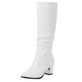 thumbnail image 1 of Puntoco Women Winter Boots Clearanc Women'S High Heel Casual Winter Heel Solid Round Toe Boots Shoes White 8.5(41), 1 of 9