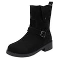thumbnail image 1 of Puntoco Women Winter Boots Clearanc Women'S Shoes Minimalistic Solid Color Zipper Plush Warm Thick Heel Short Boots Black 6.5(38), 1 of 6