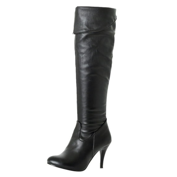 Puntoco Women Winter Boots Clearanc Women Thin High Heel Over Knee Snow Long Boot Warm Winter Shoes Black 6.5-7(37)