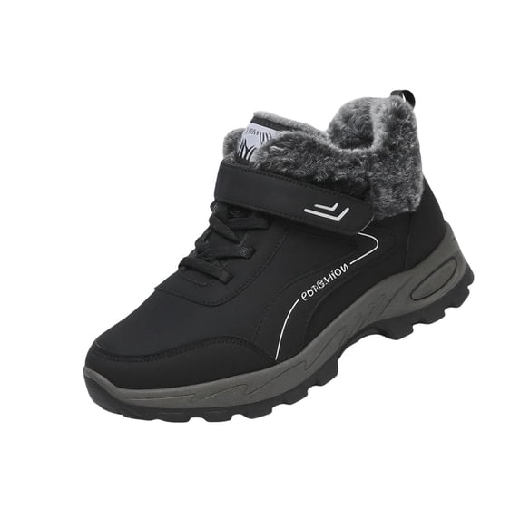 Puntoco Women Winter Snow Boots Slip on Warm Insulated Ankle Boot Waterproof Fur Lined Short Comfort Walking Non Slip Womens Booties - Outdoor Cold Weather Work Shoes Black