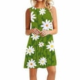 thumbnail image 1 of Puntoco Women dresses for summer Women Printing Summer Sleeveless Pullover Vent Dress Green 8(L), 1 of 4