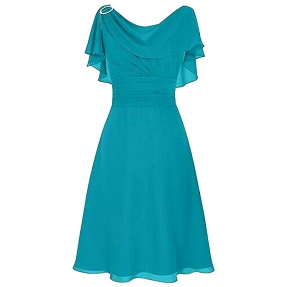 Puntoco Women formal Wedding Dress Bridesmaid High-Waist Party Ball Prom Gown Cocktail Dress Blue XXXXL