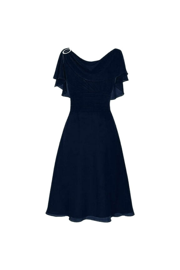 Women formal Wedding Dress Bridesmaid High-Waist Party Ball Prom Gown Cocktail Dress Dark Blue XXL