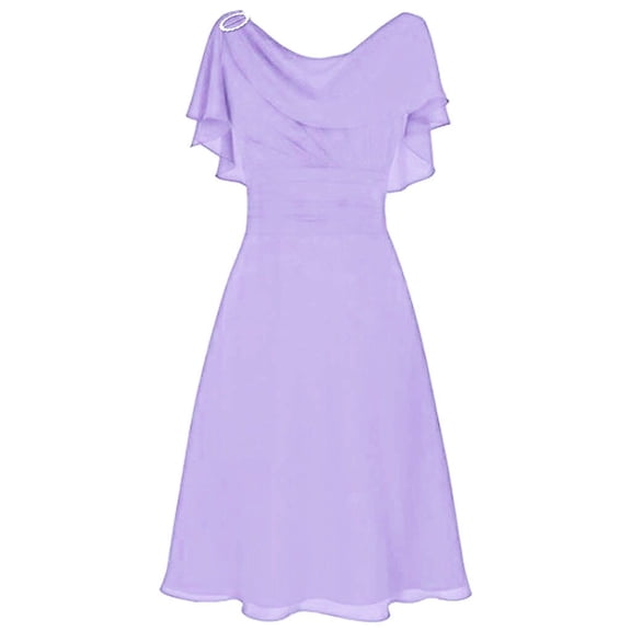 Puntoco Women formal Wedding Dress Bridesmaid High-Waist Party Ball Prom Gown Cocktail Dress Purple M