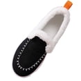 thumbnail image 1 of Puntoco Women's Canvas Sherpa Lined Moccasin Shoes, Contrast Stitch Thick Platform Non Slip Warm Indoor Outdoor Winter House Boots, 1 of 9