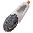 thumbnail image 1 of Puntoco Women's Canvas Sherpa Lined Moccasin Shoes, Contrast Stitch Thick Platform Non Slip Warm Indoor Outdoor Winter House Boots, 1 of 9