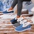 thumbnail image 1 of Puntoco Women's Canvas Sherpa Lined Moccasin Shoes, Contrast Stitch Thick Platform Non Slip Warm Indoor Outdoor Winter House Boots, 1 of 9