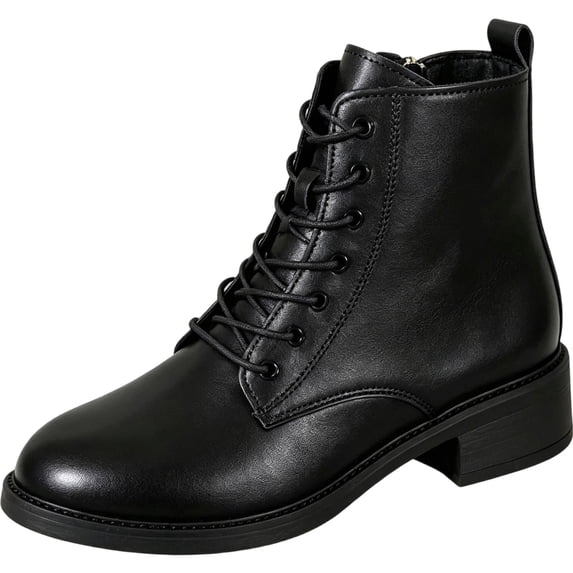 Puntoco Women's Chelsea Dress Boots Square Toe Ankle Boots for Women Lace Up Business Work Shoes Black 9.5