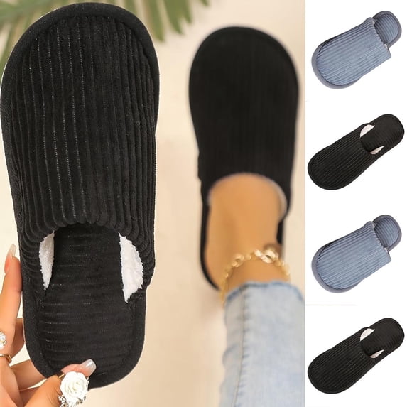 Puntoco Women’s Closed Toe Fuzzy House Slippers, Warm Plush Slip‑On Mule Slippers, Cozy Non‑Slip Indoor Bedroom Slippers for Ladies