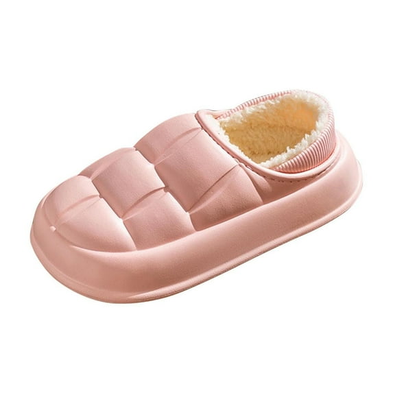 Puntoco Women's Comfort Warm Fleece Fuzzy Slippers Plush Lining Slip-on House Shoes Anti-Slip Sole Indoor/Outdoor Pink 38