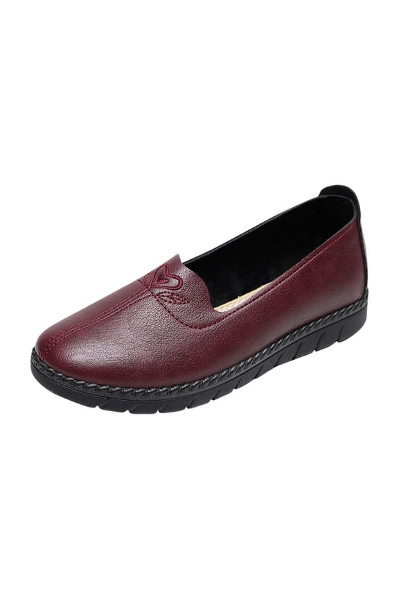 Women's Lightweight Loafers Casual Flat Shoes Comfortable Boat Shoes Flat Bottomed Breathable Shoes Red 5(35)