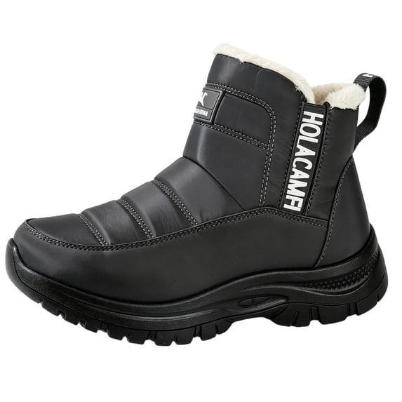 Puntoco Women's Pull‑On Winter Snow Boots, Lined Insulated High‑Top Ankle Booties, Cold‑Weather Snow Boots Gray