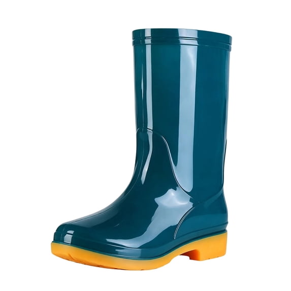 Puntoco Women's Rain Boots Waterproof PVC Rubber Garden Boot Outdoor |Mid Height Women Rubber Boot Rain Shoes for Outdoor Matte Surface Gardening Rainboots Green