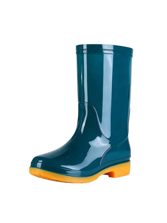 Women's Rain Boots Waterproof PVC Rubber Garden Boot Outdoor |Mid Height Women Rubber Boot Rain Shoes for Outdoor Matte Surface Gardening Rainboots Green