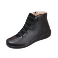 thumbnail image 1 of Puntoco Women's Round Toe Lace-Up Ankle Boots, Side Zipper Flat Thick Sole Casual Short Booties for Daily Black 5.5, 1 of 8