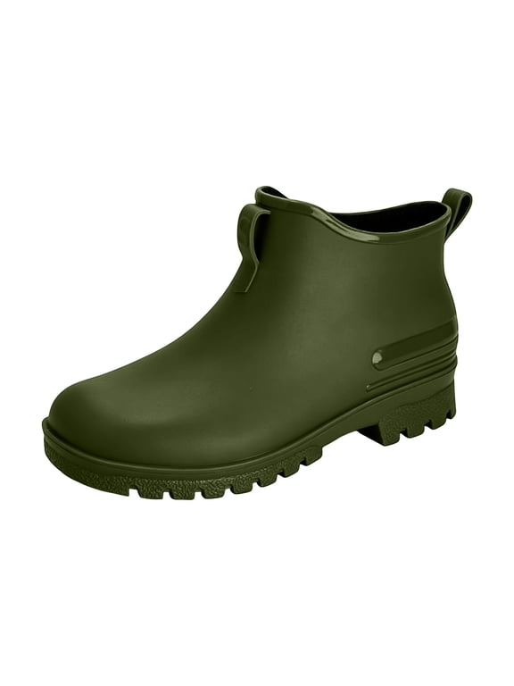 Women's Short Rain Boots Non-slip Wear-Resistant Short Boots Outdoor Work Garden Boots Fashionable Waterproof Ankle Rain Boots Green