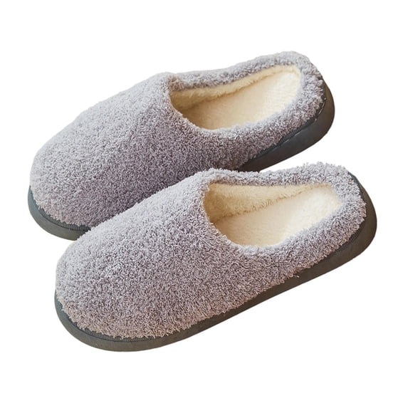 Puntoco Women's Solid Color House Slippers Fuzzy Plush Warm Indoor Cozy House Shoes Non-Slip Memory Foam